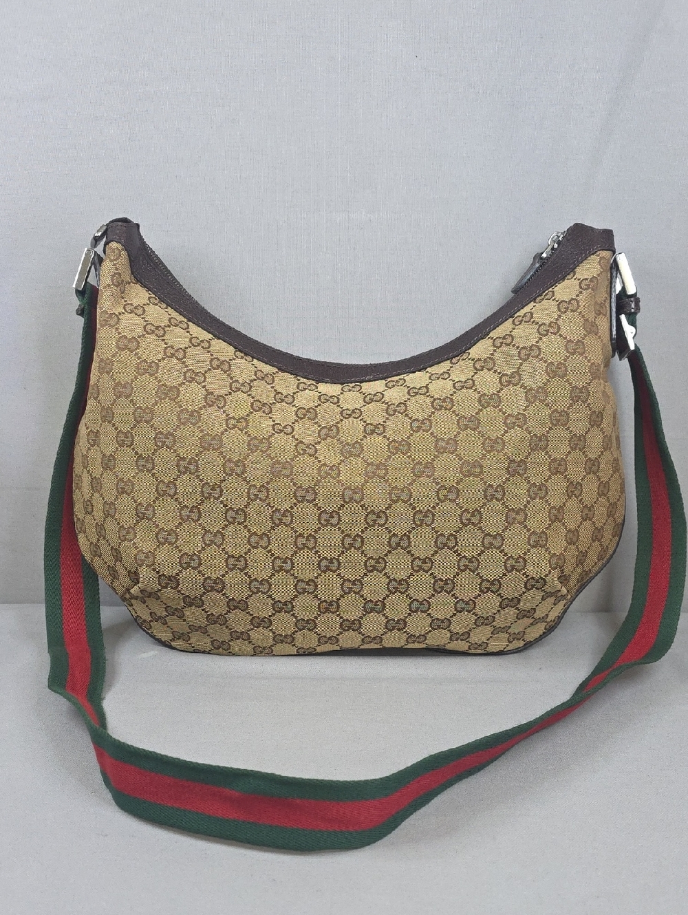 ✨️GUCCI GG Canvas Web Half Moon Crossbody Bag - Picture 5 of 16